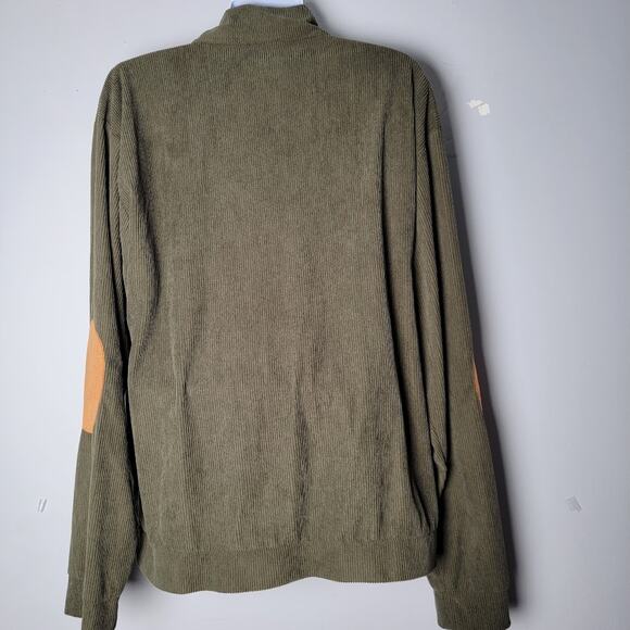 Hengsheng Jeans Corduroy‎ Pullover Olive Green Tan Elbow Patch Long Sleeve XXXL - Picture 4 of 9